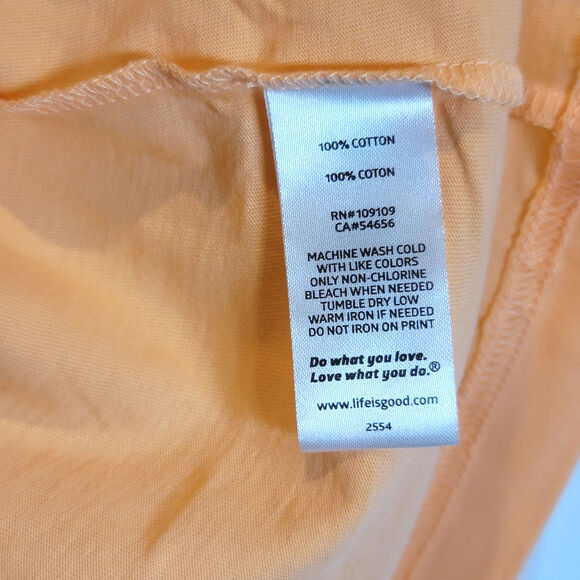 Life is Good Crusher Retro Wave Stripe Tee Shirt Mens Unisex Sz Large Orange - Picture 6 of 9